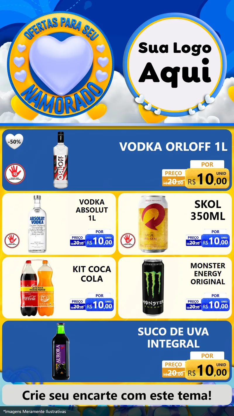 Modelo de TV para TV Vertical com o tema Ofertas Para Seu Namorado para Distribuidora de bebidas