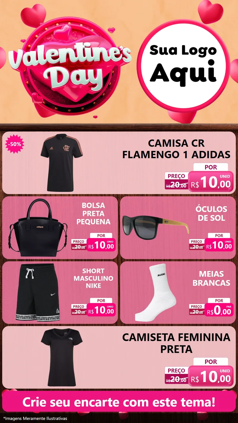 Modelo de TV para TV Vertical com o tema Valentine's Day para Roupas e acessórios