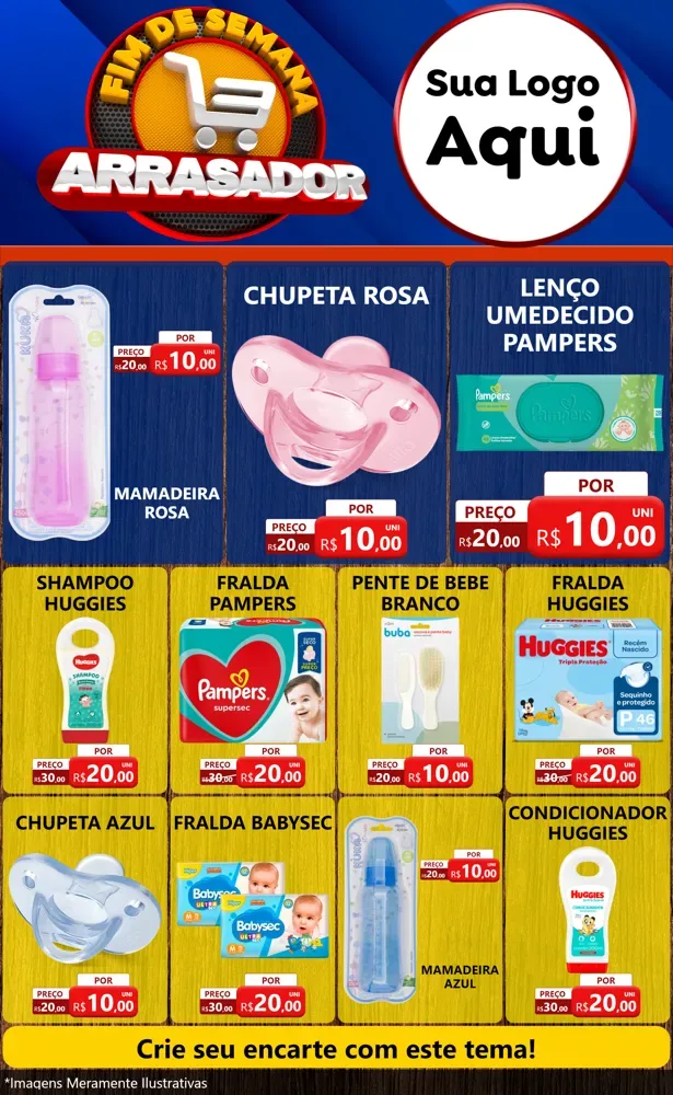 Modelo de Encarte para Encarte Grande com o tema Fim De Semana Arrasador para Bebês