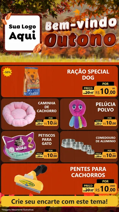Modelo de TV para TV Vertical com o tema Bem-vindo Outono para Pet Shop