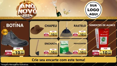 Modelo de TV para TV Horizontal com o tema Feliz Ano Novo 2027 para Agropecuária