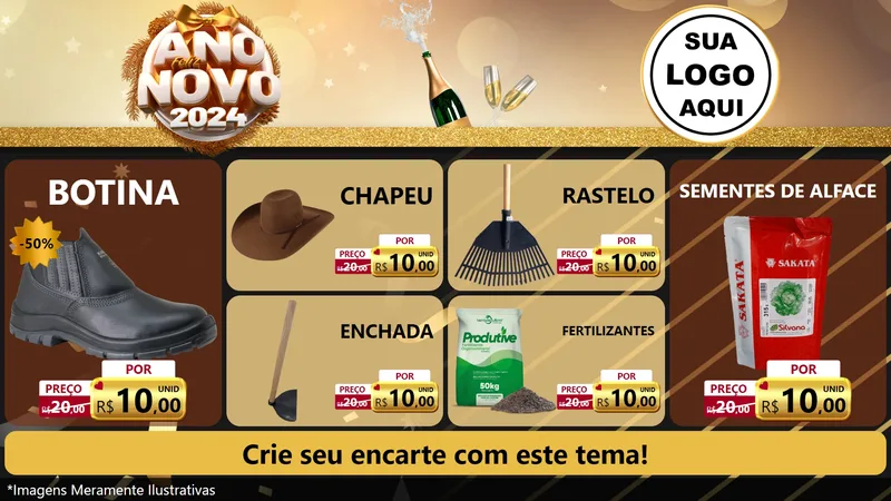 Modelo de TV para TV Horizontal com o tema Feliz Ano Novo 2027 para Agropecuária