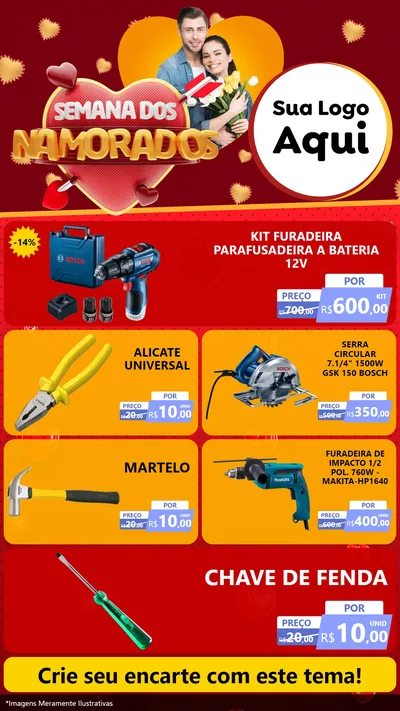 Modelo de TV para TV Vertical com o tema Semana dos Namorados para Maquinas e Ferramentas