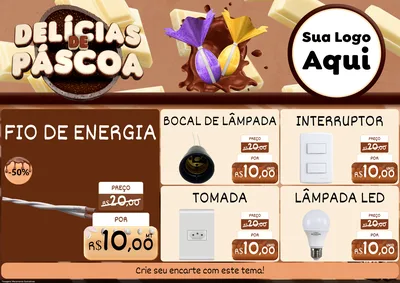 Modelo de Encarte para Encarte A4 Horizontal com o tema Delícias de Páscoa para Materiais Elétricos