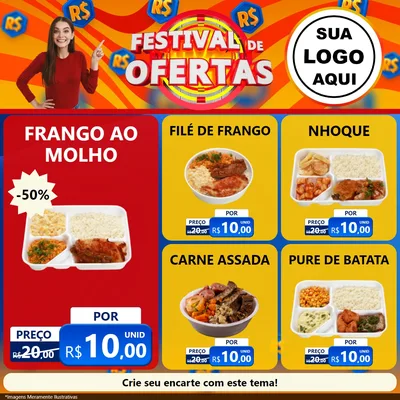 Modelo de Rede Social para Feed Facebook com o tema Festival de Ofertas para Restaurante