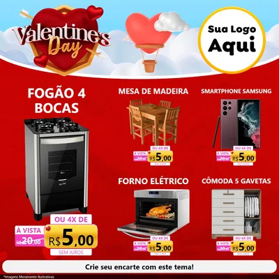 Modelo de Rede Social para Feed Facebook com o tema Valentine's Day para Móveis e Eletro