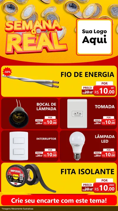 Modelo de TV para TV Vertical com o tema Semana do Real para Materiais Elétricos
