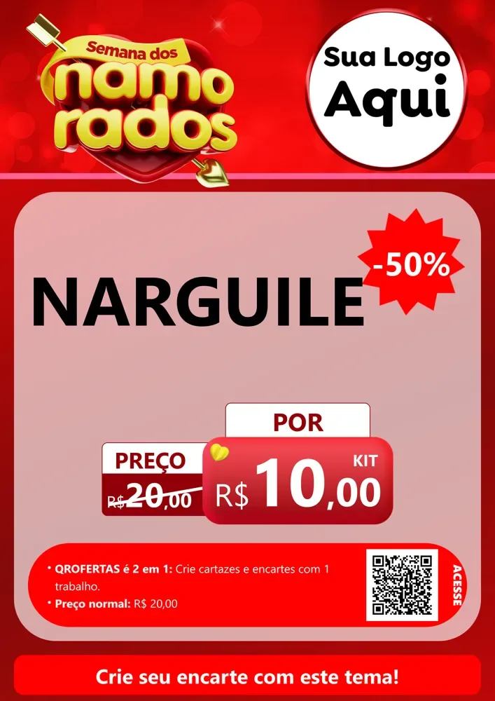 Modelo de Cartaz para Cartaz A4 Vertical com o tema Semana dos namorados para Tabacaria