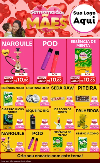 Modelo de Encarte para Encarte Grande com o tema Semana Das Mães para Tabacaria