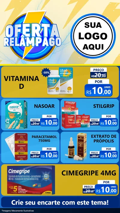 Modelo de TV para TV Vertical com o tema Oferta Relâmpago para Farmácia