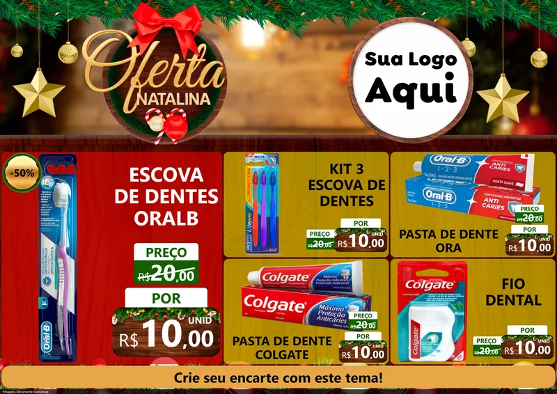 Modelo de Encarte para Encarte A4 Horizontal com o tema Ofertas Natalina para Higiene Pessoal