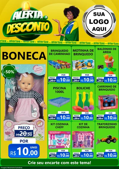 Modelo de Encarte para Encarte A4 Vertical com o tema Alerta de Desconto para Brinquedos