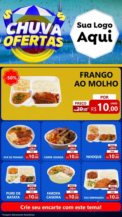 Modelo de Rede Social para Stories com o tema Chuva de Ofertas para Restaurante