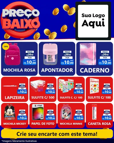 Modelo de Rede Social para Feed Instagram com o tema Preço Baixo para Papelaria