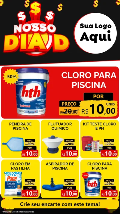 Modelo de Rede Social para Stories com o tema Nosso Dia D para Produtos para Piscina