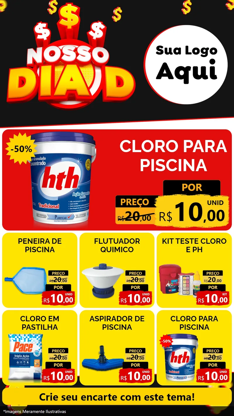 Modelo de Rede Social para Stories com o tema Nosso Dia D para Produtos para Piscina