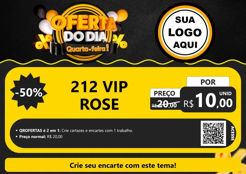 Modelo de Cartaz para Cartaz A4 Horizontal com o tema Oferta do Dia - Quarta Feira! para Perfumes