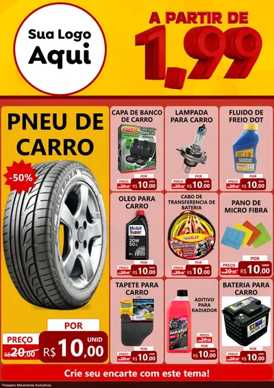 Modelo de Encarte para Encarte A4 Vertical com o tema A Partir de Um e Noventa e Nove - 1,99 para Auto peças