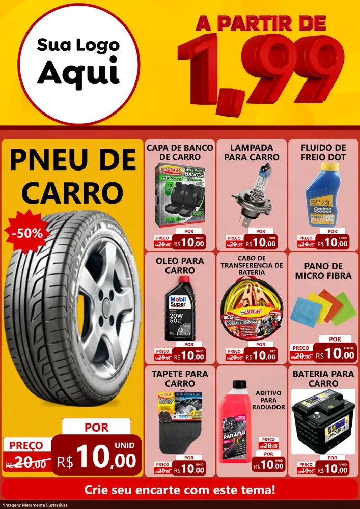 Modelo de Encarte para Encarte A4 Vertical com o tema A Partir de Um e Noventa e Nove - 1,99 para Auto peças