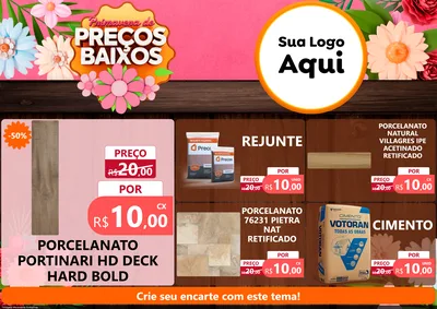 Modelo de Encarte para Encarte A4 Horizontal com o tema Primavera de Preços Baixos para Pisos e revestimentos