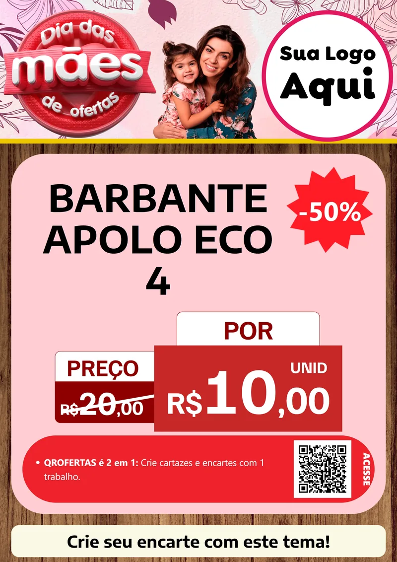 Modelo de Cartaz para Cartaz A4 Vertical com o tema Dia Das Mães De Ofertas para Armarinho e Aviamentos