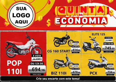 Modelo de Encarte para Encarte A4 Horizontal com o tema Quinta da Economia para Concessionaria de Motos
