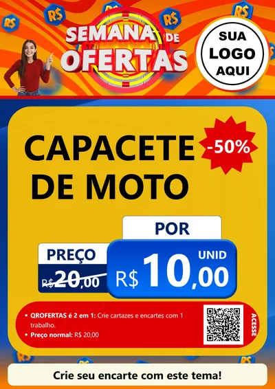 Modelo de Cartaz para Cartaz A4 Vertical com o tema Semana de Ofertas para Moto peças