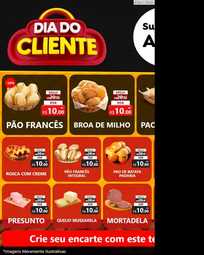 Modelo de Rede Social para Feed Instagram com o tema Dia do Cliente para Padaria