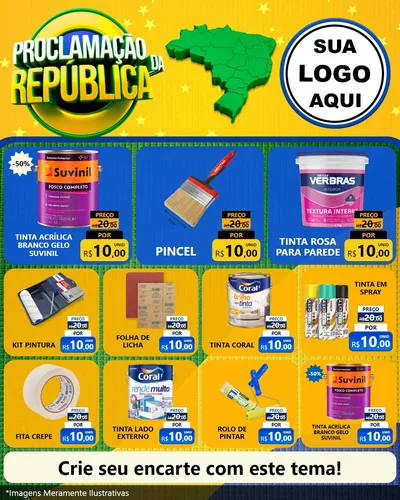 Modelo de Rede Social para Feed Instagram com o tema Proclamação da República para Tintas e Ferramentas