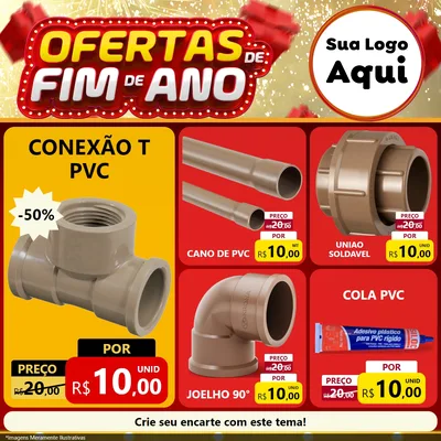 Modelo de Rede Social para Feed Facebook com o tema Ofertas de Fim de Ano para Tubos e conexões