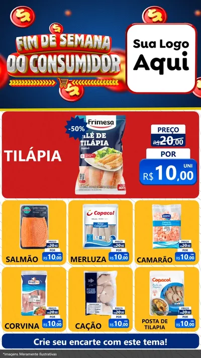 Modelo de Rede Social para Stories com o tema Fim de Semana do Consumidor para Peixaria