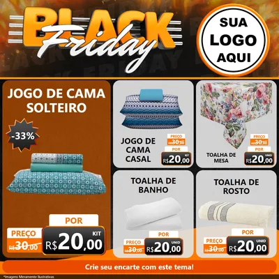 Modelo de Rede Social para Feed Facebook com o tema Black Friday para Cama, Mesa e Banho