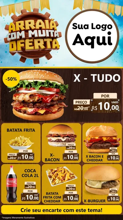 Modelo de Rede Social para Stories com o tema Ofertas de São João - Junina para Hamburgueria