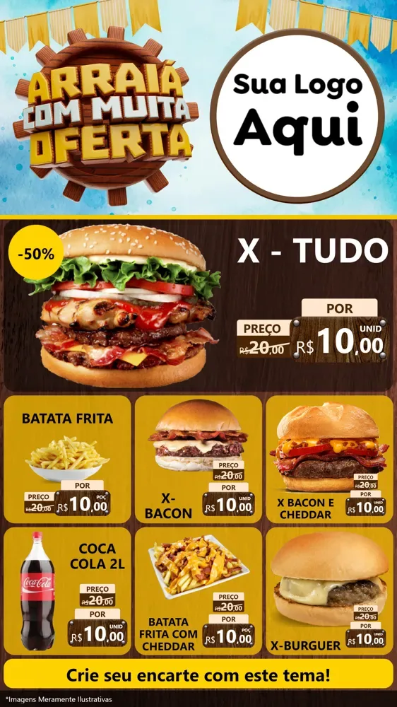 Modelo de Rede Social para Stories com o tema Ofertas de São João - Junina para Hamburgueria