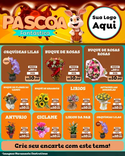 Modelo de Rede Social para Feed Instagram com o tema Páscoa Fantástica para Floricultura e jardim