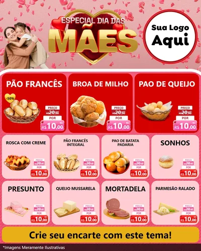 Modelo de Rede Social para Feed Instagram com o tema Especial Dia Das Mães para Padaria