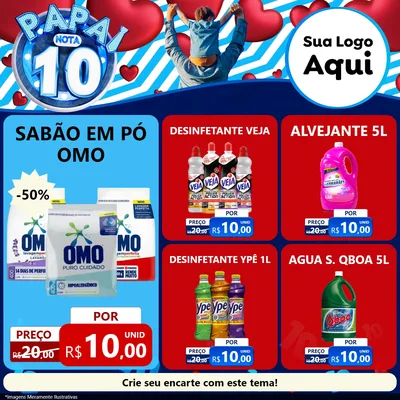 Modelo de Rede Social para Feed Facebook com o tema Papai Nota 10 para Produtos de Limpeza