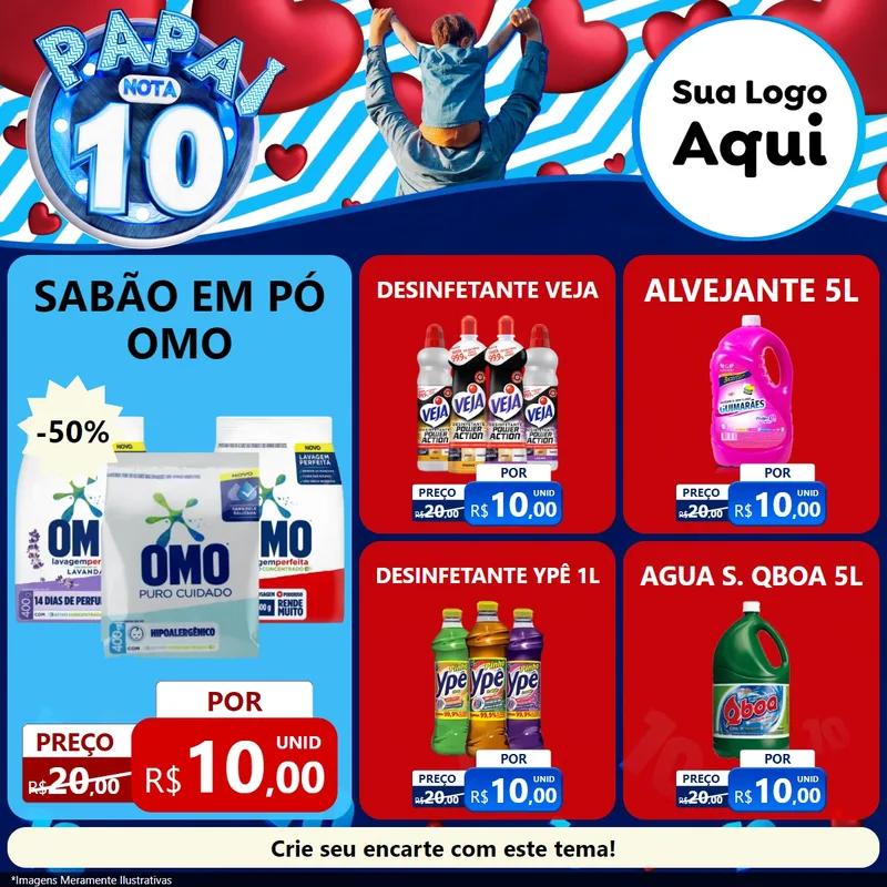 Modelo de Rede Social para Feed Facebook com o tema Papai Nota 10 para Produtos de Limpeza