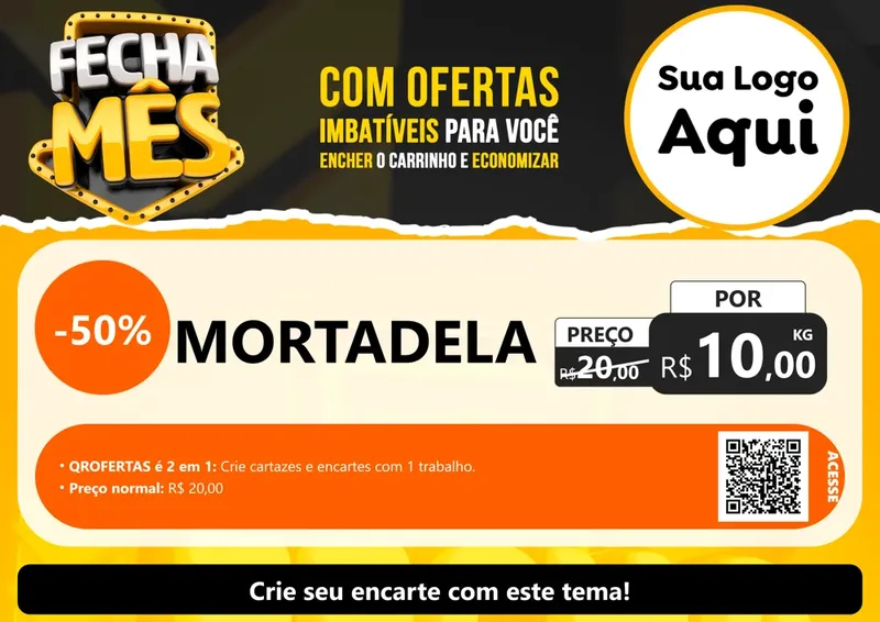 Modelo de Cartaz para Cartaz A4 Horizontal com o tema Fecha Mês para Frios e Laticínios