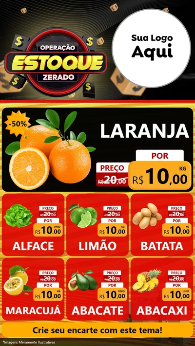 Modelo de Rede Social para Stories com o tema Operação Estoque Zerado para Hortifrúti