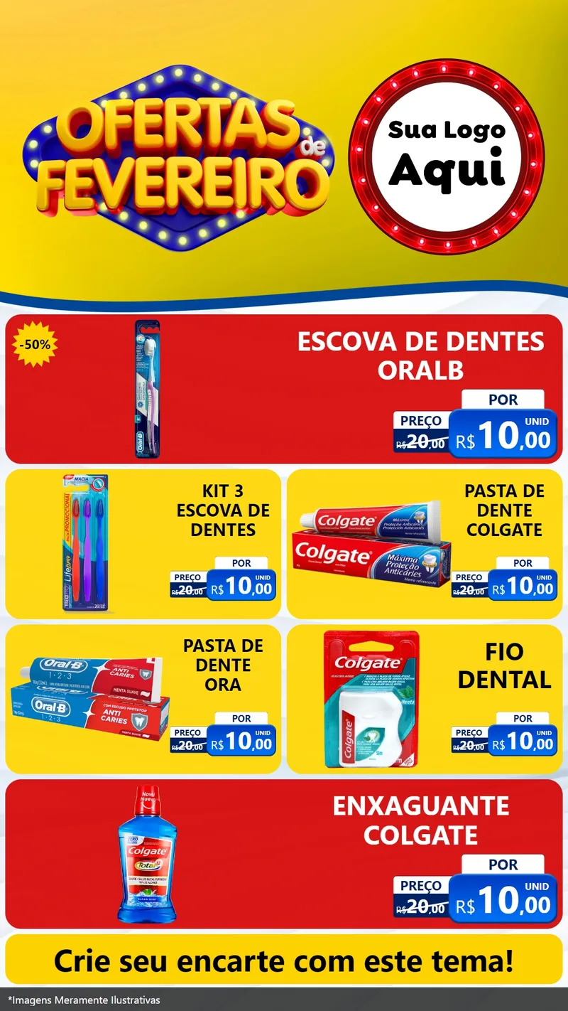 Modelo de TV para TV Vertical com o tema Ofertas de Fevereiro para Higiene Pessoal