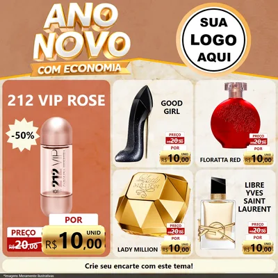 Modelo de Rede Social para Feed Facebook com o tema Ano Novo Com Economia para Perfumes