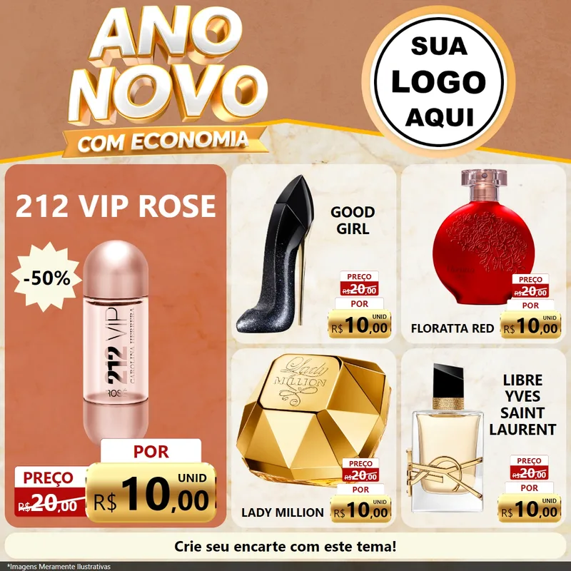 Modelo de Rede Social para Feed Facebook com o tema Ano Novo Com Economia para Perfumes