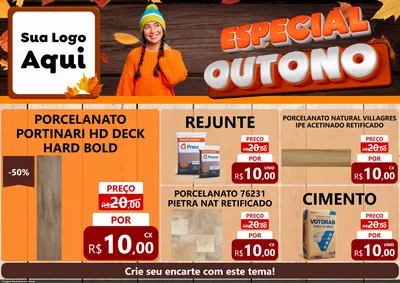 Modelo de Encarte para Encarte A4 Horizontal com o tema Especial Outono para Pisos e revestimentos