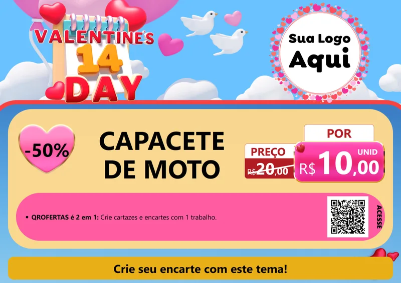 Modelo de Cartaz para Cartaz A4 Horizontal com o tema Valentine's Day para Moto peças