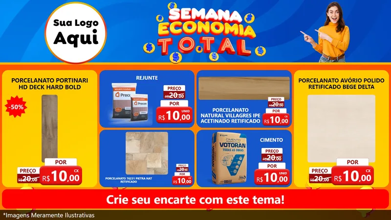 Modelo de TV para TV Horizontal com o tema Semana Economia Total para Pisos e revestimentos