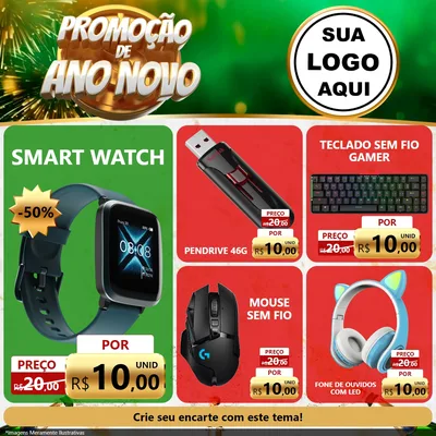 Modelo de Rede Social para Feed Facebook com o tema Promoção de Ano Novo para Informática