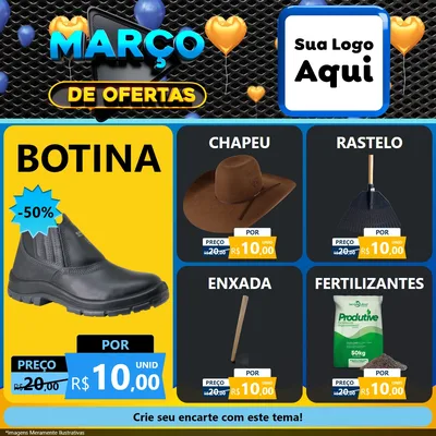 Modelo de Rede Social para Feed Facebook com o tema Março de Ofertas para Agropecuária