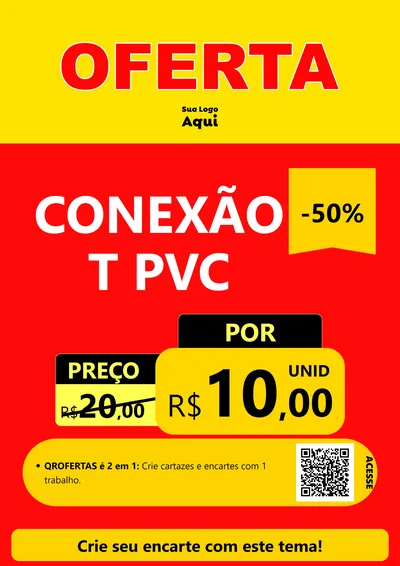 Modelo de Cartaz para Cartaz A4 Vertical com o tema OFERTA - Vermelho Cartaz para Tubos e conexões