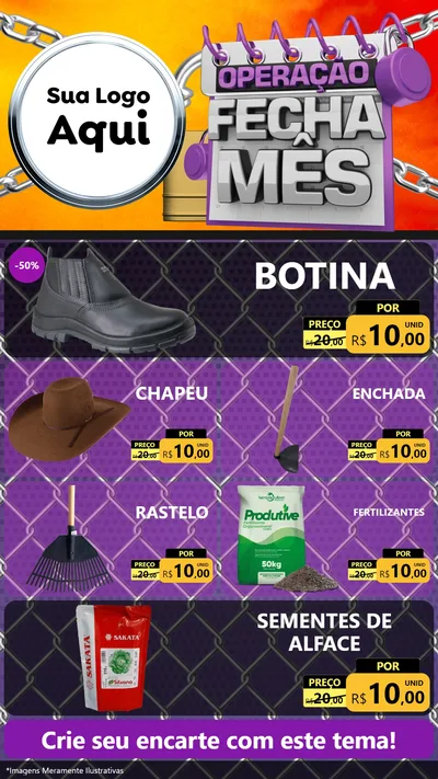 Modelo de TV para TV Vertical com o tema Operação Fecha Mês para Agropecuária